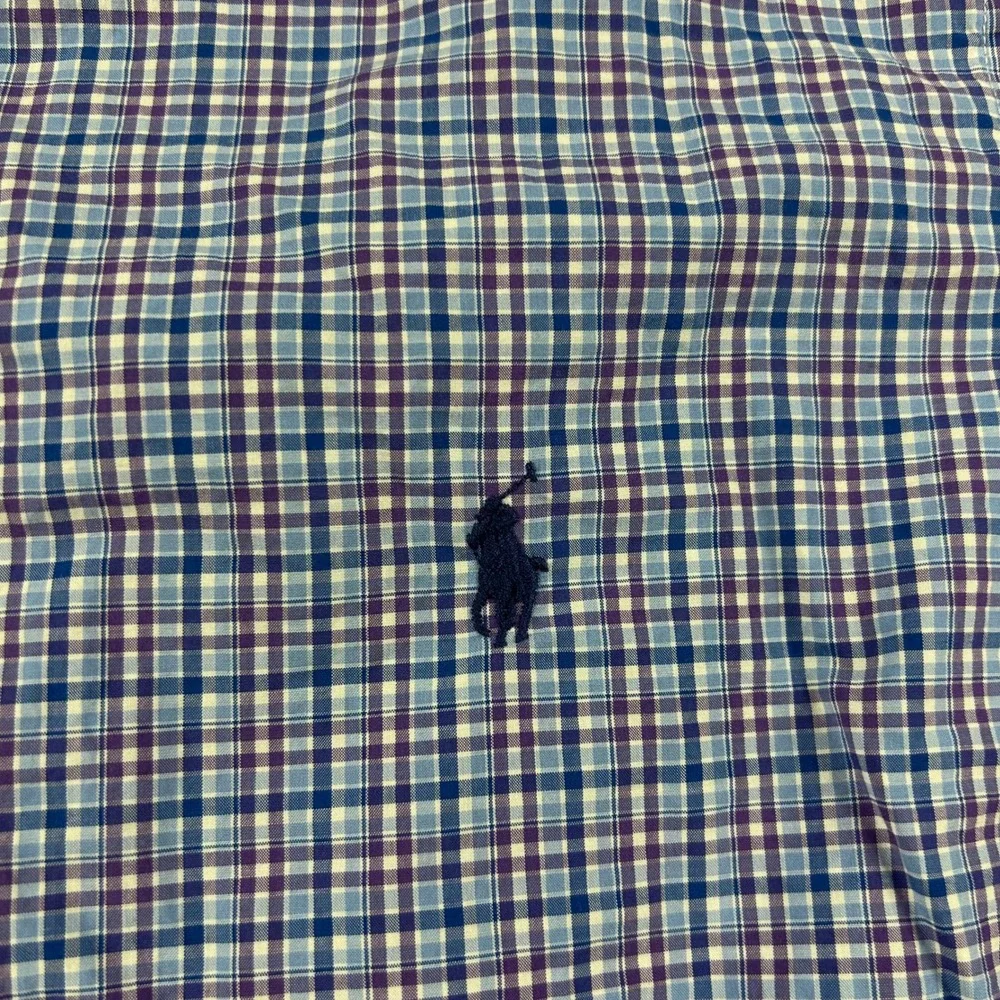 Ralph Lauren Button Down‎ Shirt Mens M Blue Purple Plaid Classic Fit Long Sleeve
